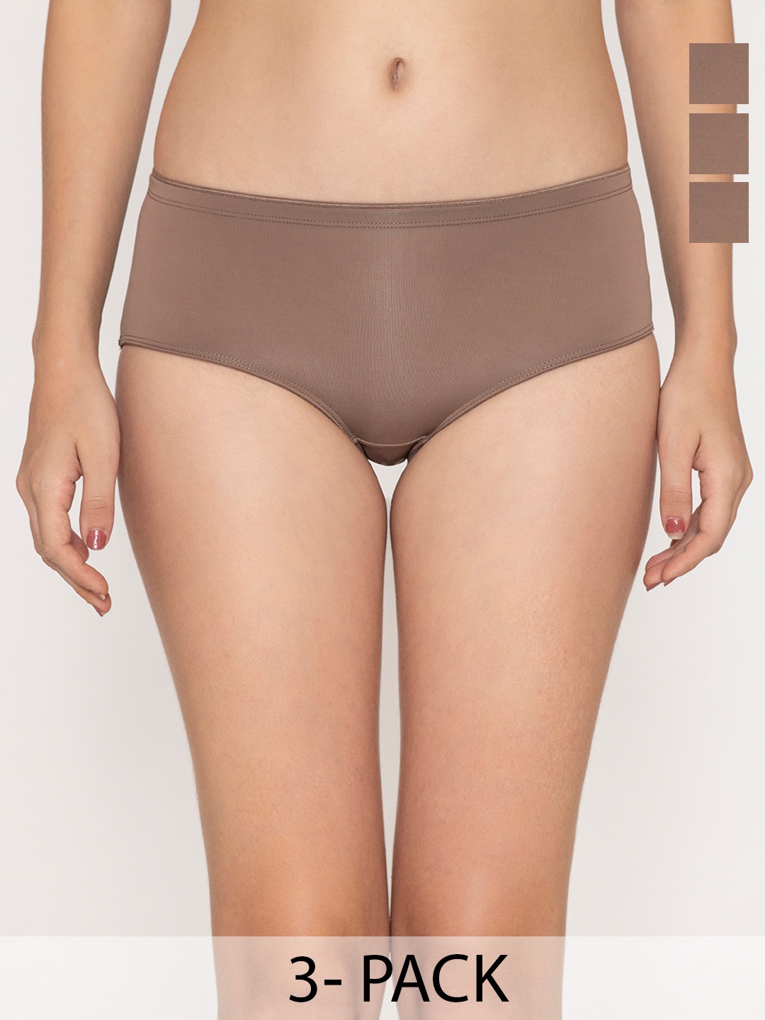 

Kalyani Women Pack Of 3 Medium Coverage Hipster, Brown