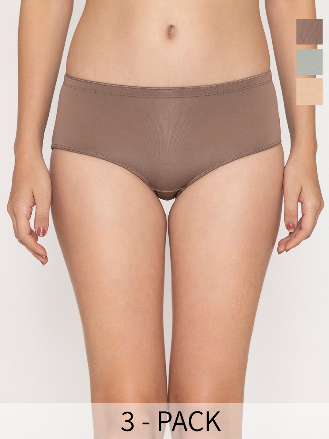

Kalyani Pack Of 3 Mid Rise Hipster Briefs COOPERP3V061S, Brown
