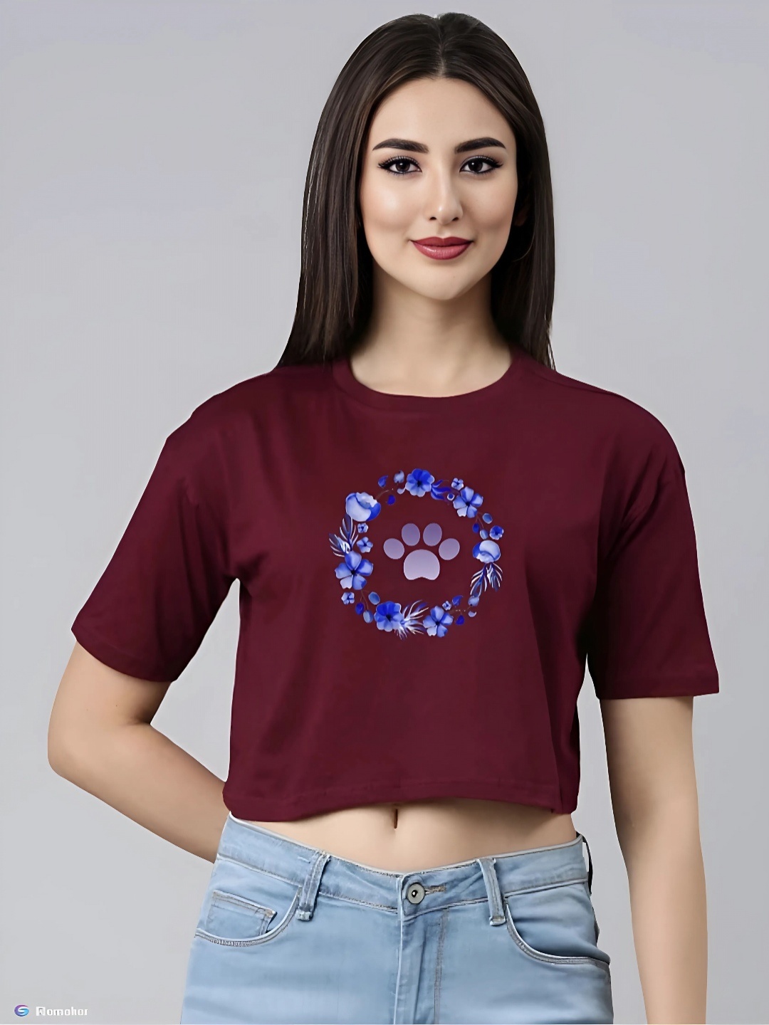 

Elibolz Women Colourblocked Drop-Shoulder Sleeves Pockets T-shirt, Maroon