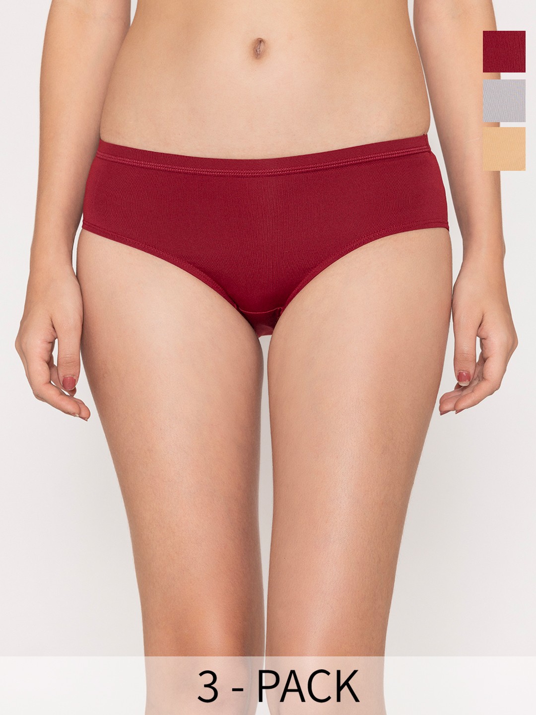 

Kalyani Pack Of 3 Mid Rise Hipster Briefs OLVRP3V047S, Grey
