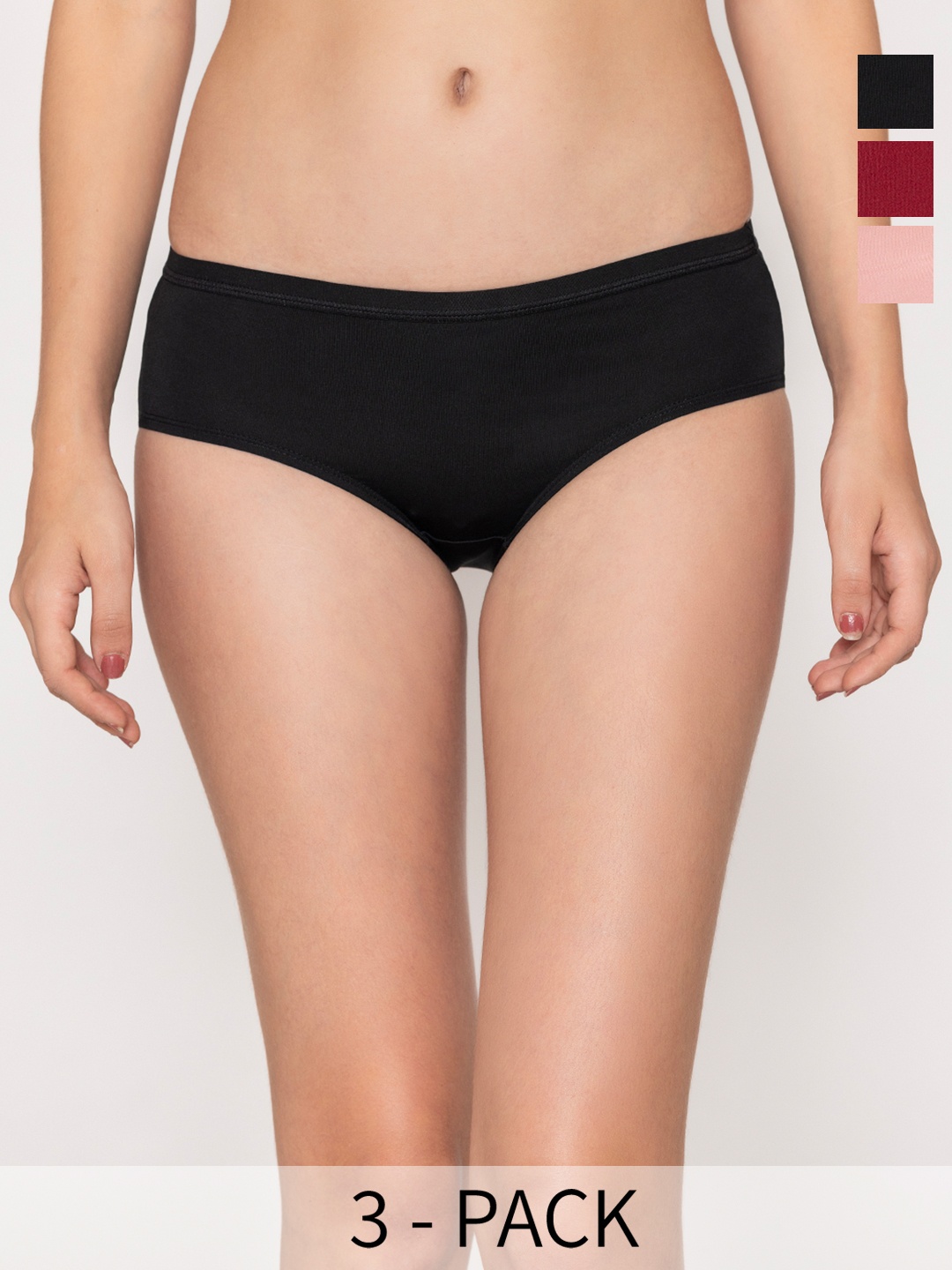 

Kalyani Pack of 3 Mid-Rise Hipster Briefs OLVRP3V075S, Maroon