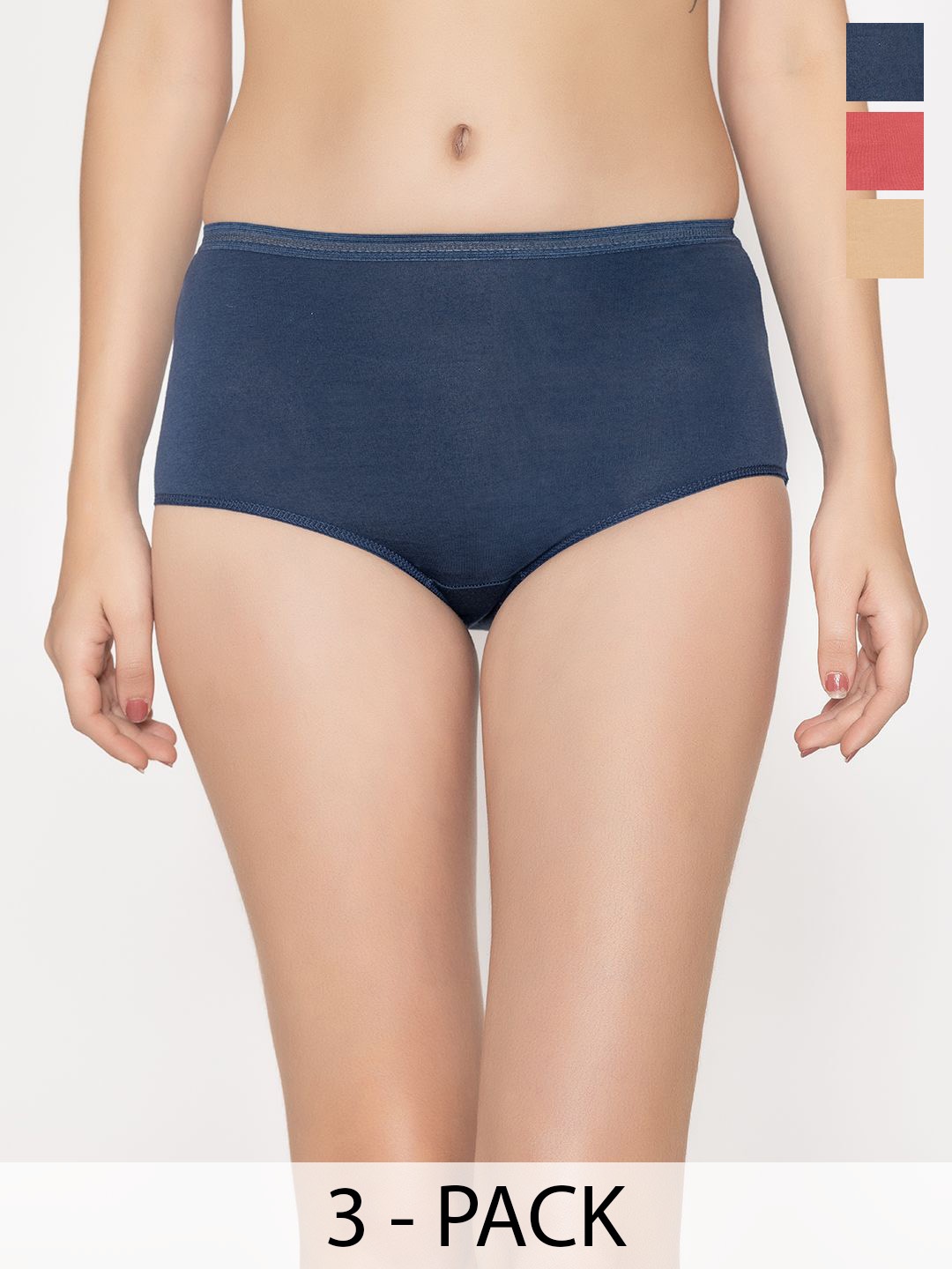 

Kalyani Pack Of 3 Women High Rise Hipster Briefs, Blue