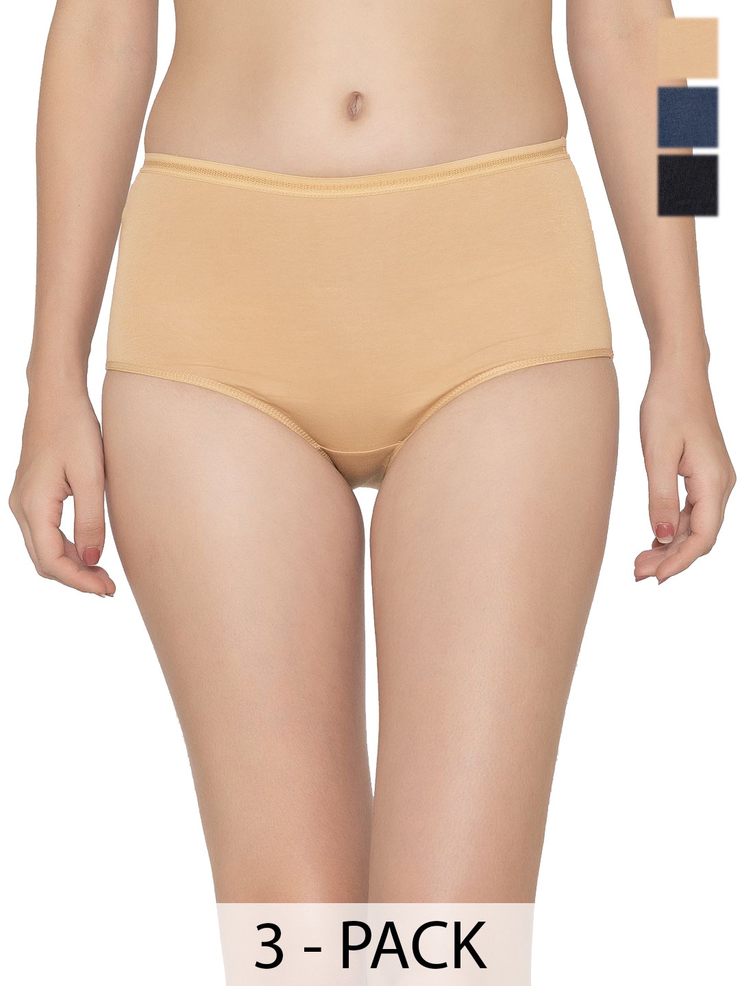 

Kalyani Pack Of 3 Women Ribbed Hipster Briefs, Blue