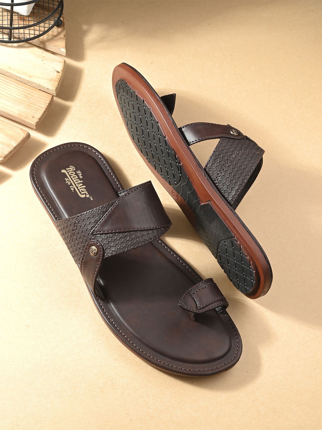 

The Roadster Lifestyle Co Men Slip On Comfort Sandals, Brown
