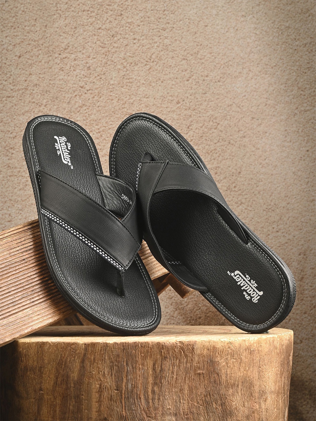 

The Roadster Lifestyle Co Men Texter Slip On Comfort Sandals, Black