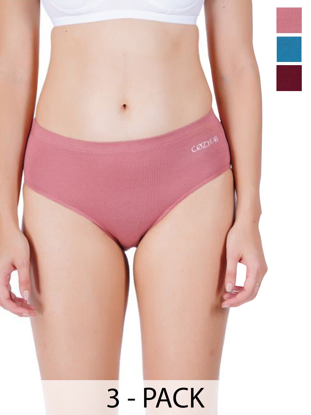 

CozyFab Pack Of 3 Mid Rise Hipster Briefs CF-H-Blk Mar Teal, Maroon