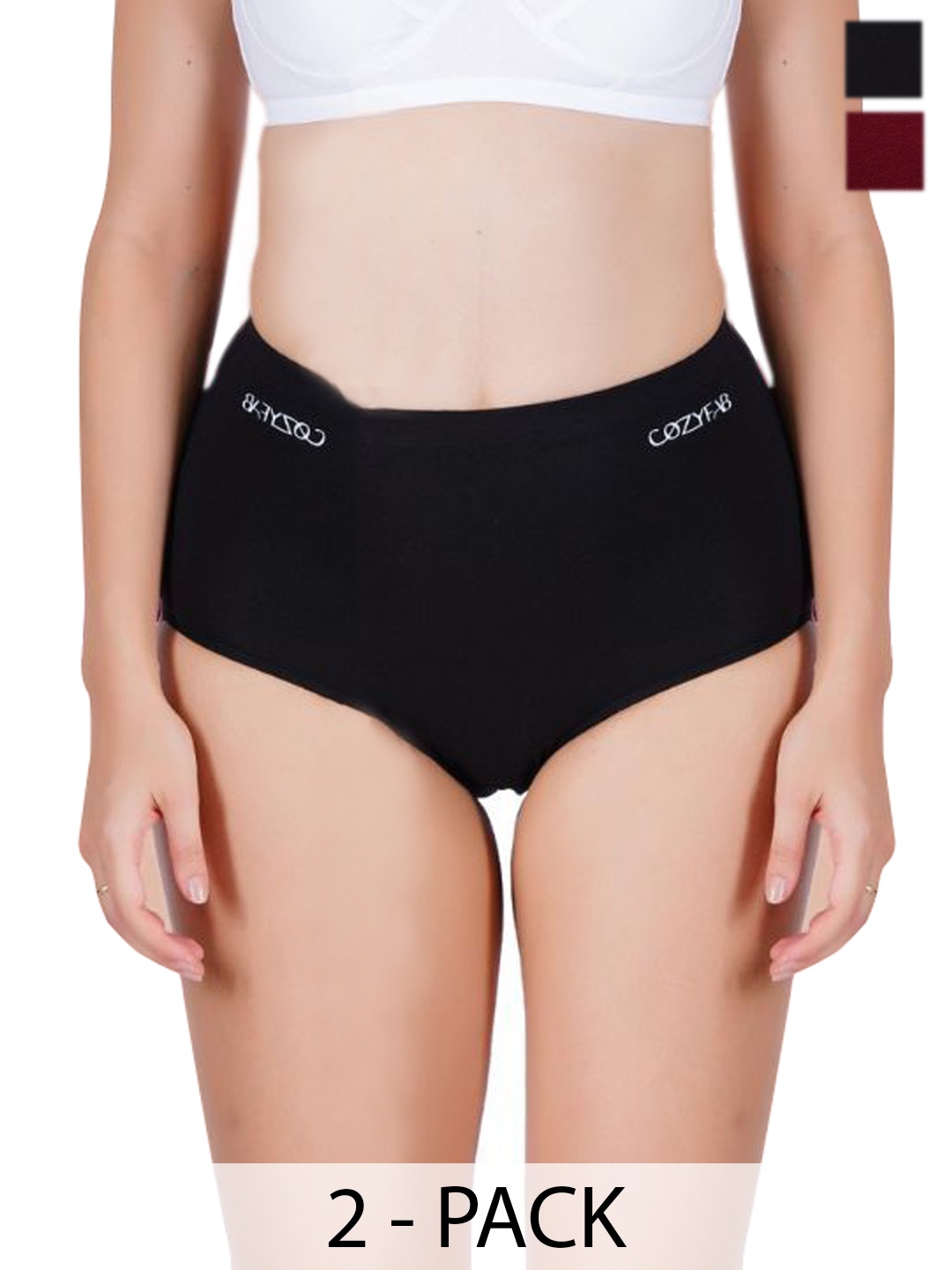 

CozyFab Pack Of 4 Hipster Briefs CF-HH-Blk Vio Lil Mar, Maroon