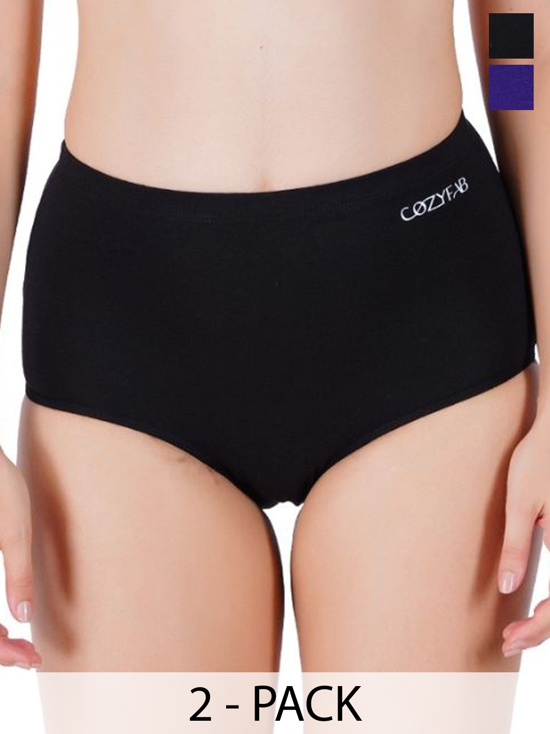 

CozyFab Pack Of 2 Hipster Briefs CF-HH-Blk Vio, Blue