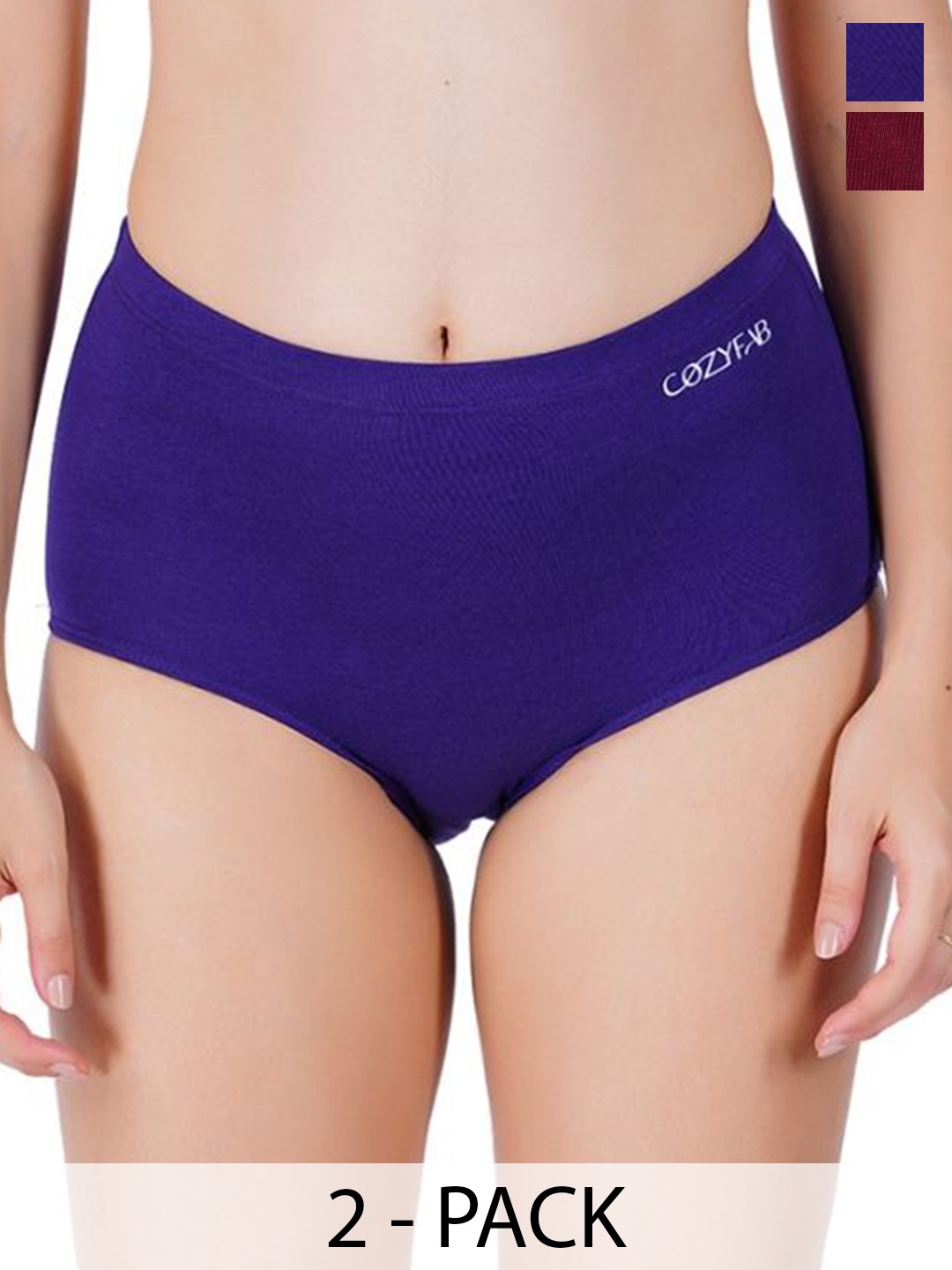 

CozyFab Pack Of 2 High Rise Hipster Briefs 8902733639828, Maroon