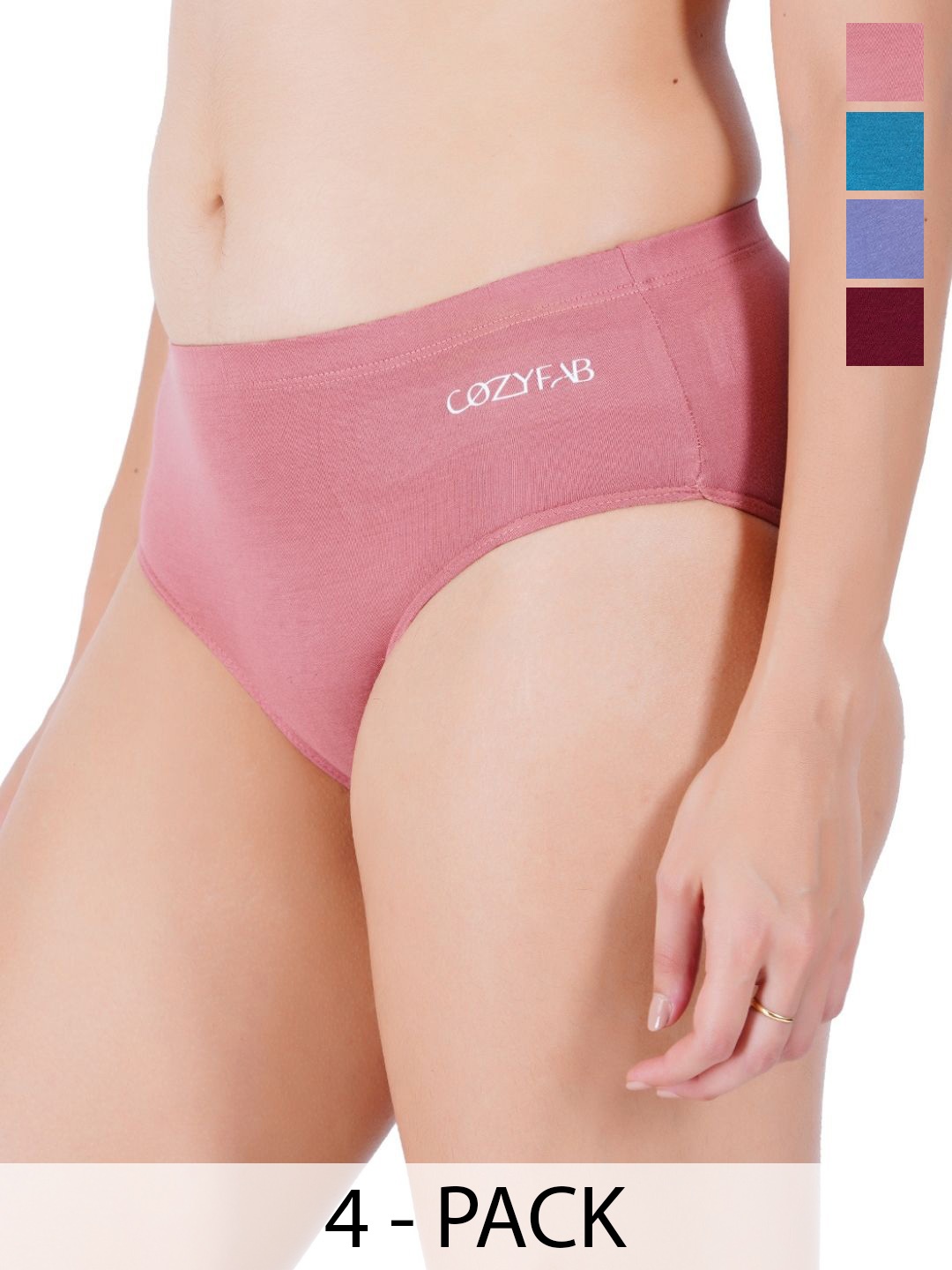 

CozyFab Pack of 4 Seamless Hipsters Briefs CF-H-Mar lil pink teal, Blue