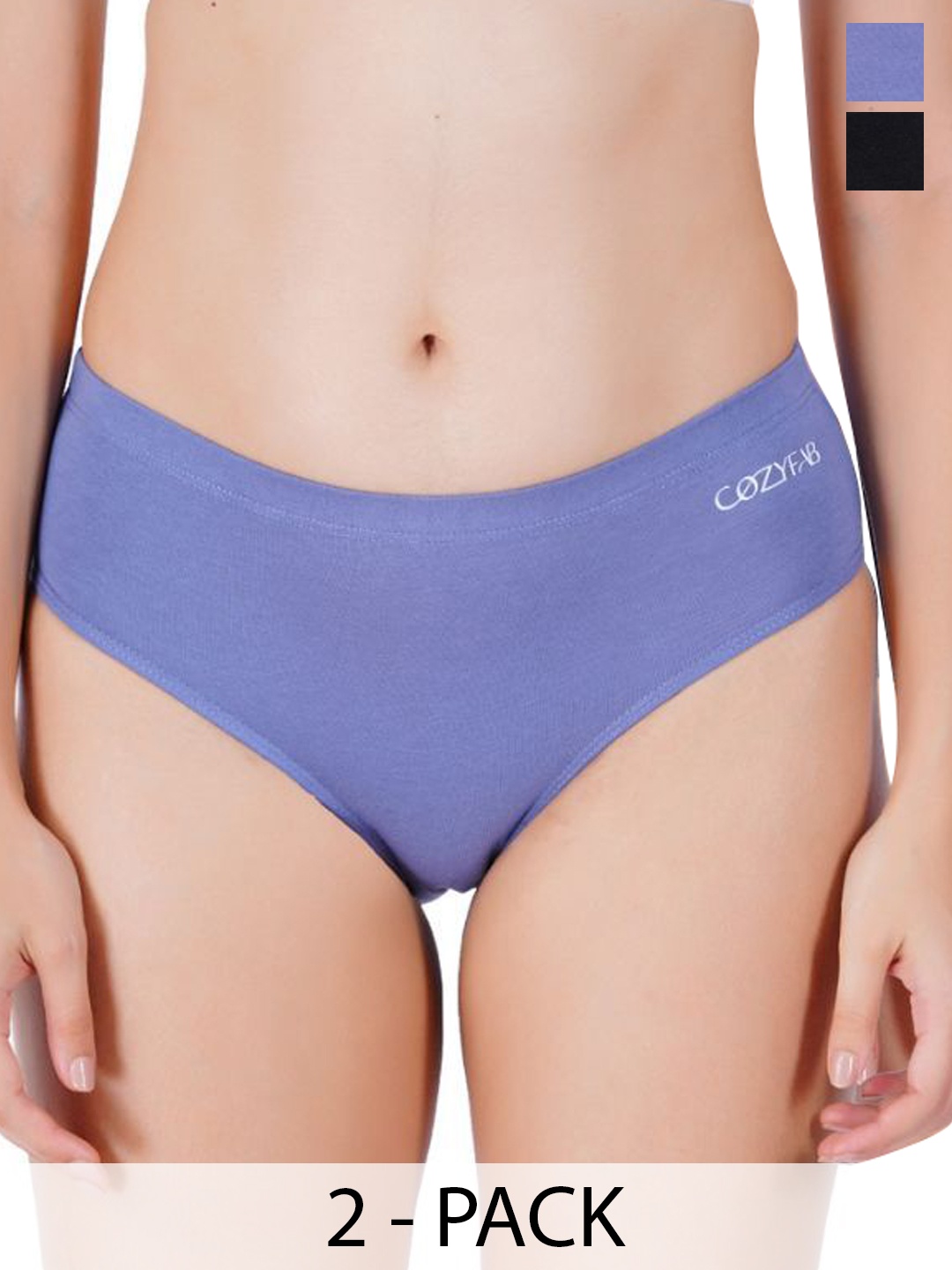 

CozyFab Pack Of 2 Hipster Briefs CF-H-Blk Lil, Blue