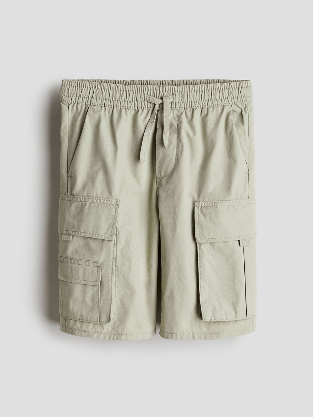 

H&M Boys Mid-Rise Pure Cotton Cargo Shorts, Green