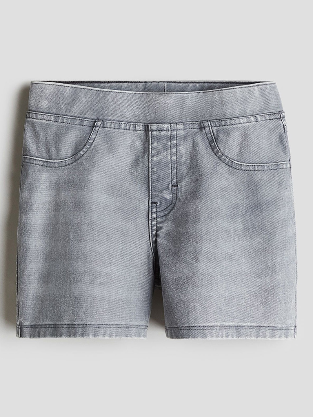 

H&M Girls Mid-Rise Denim Shorts, Grey