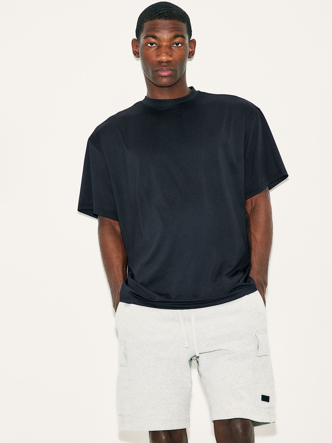 

H&M Dry Move Loose-Fit Sports Top, Black