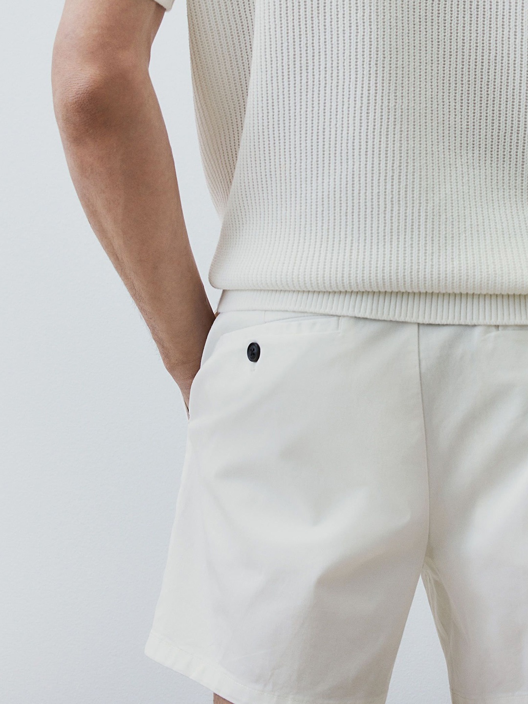 

H&M Rib-Knit Polo Shirt, White