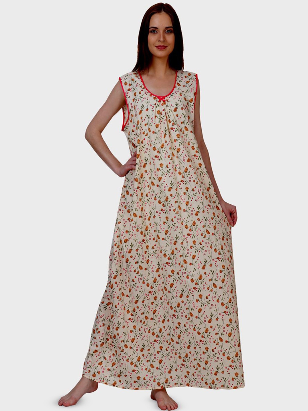 

Breezly Printed Maxi Nightdress, Cream