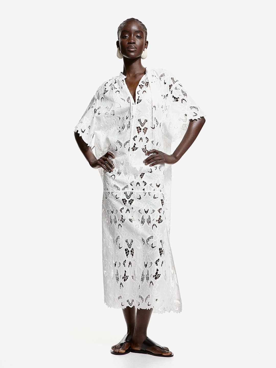 

H&M Broderie Anglaise Kaftan Dress, White