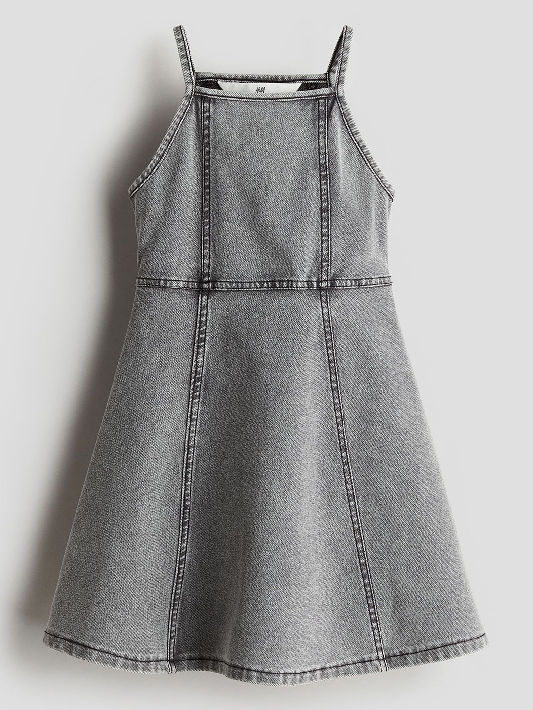 

H&M Girls Denim-Look Jersey Dress, Grey