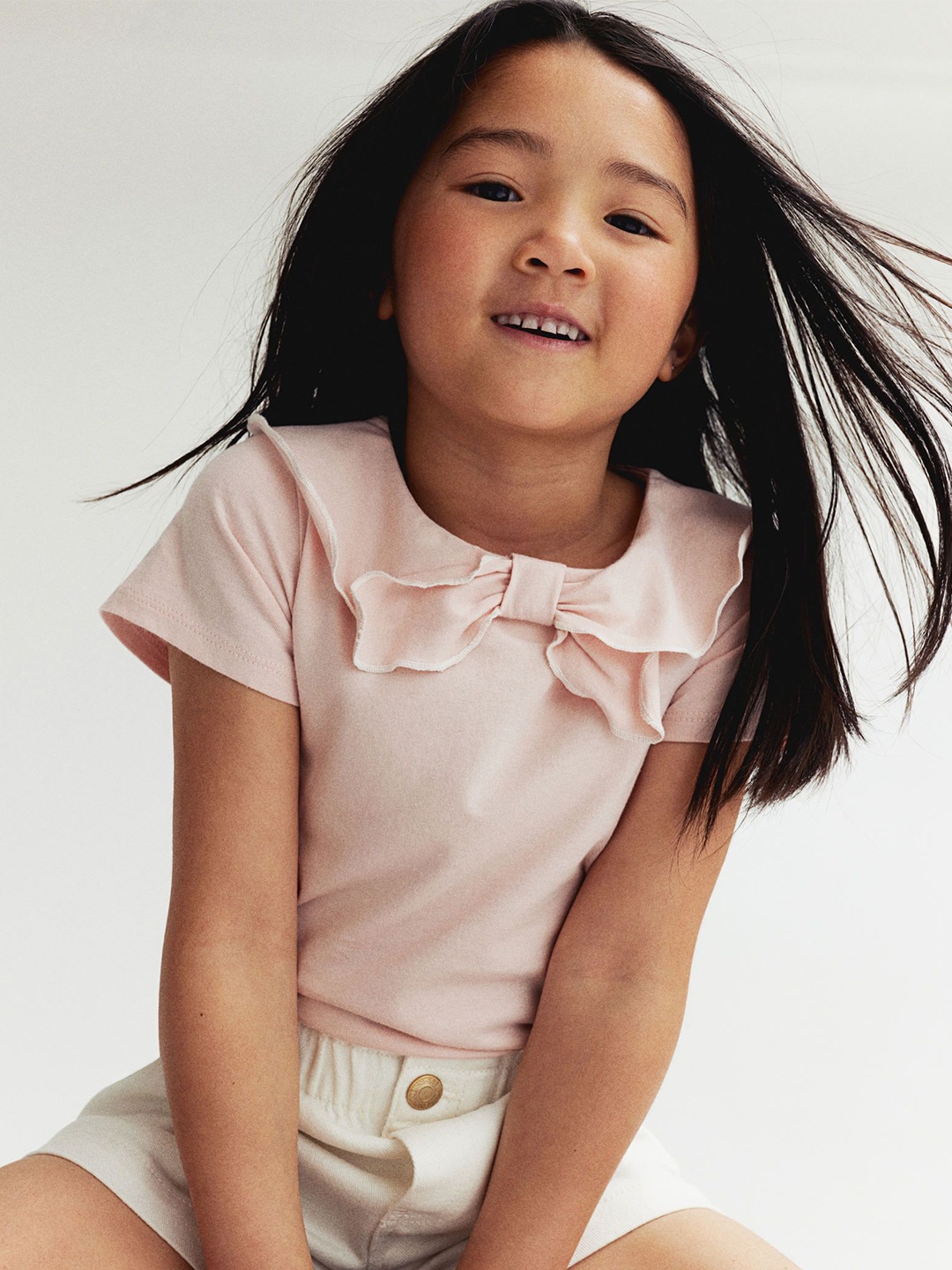 

H&M Girls Collared Jersey Top, Pink