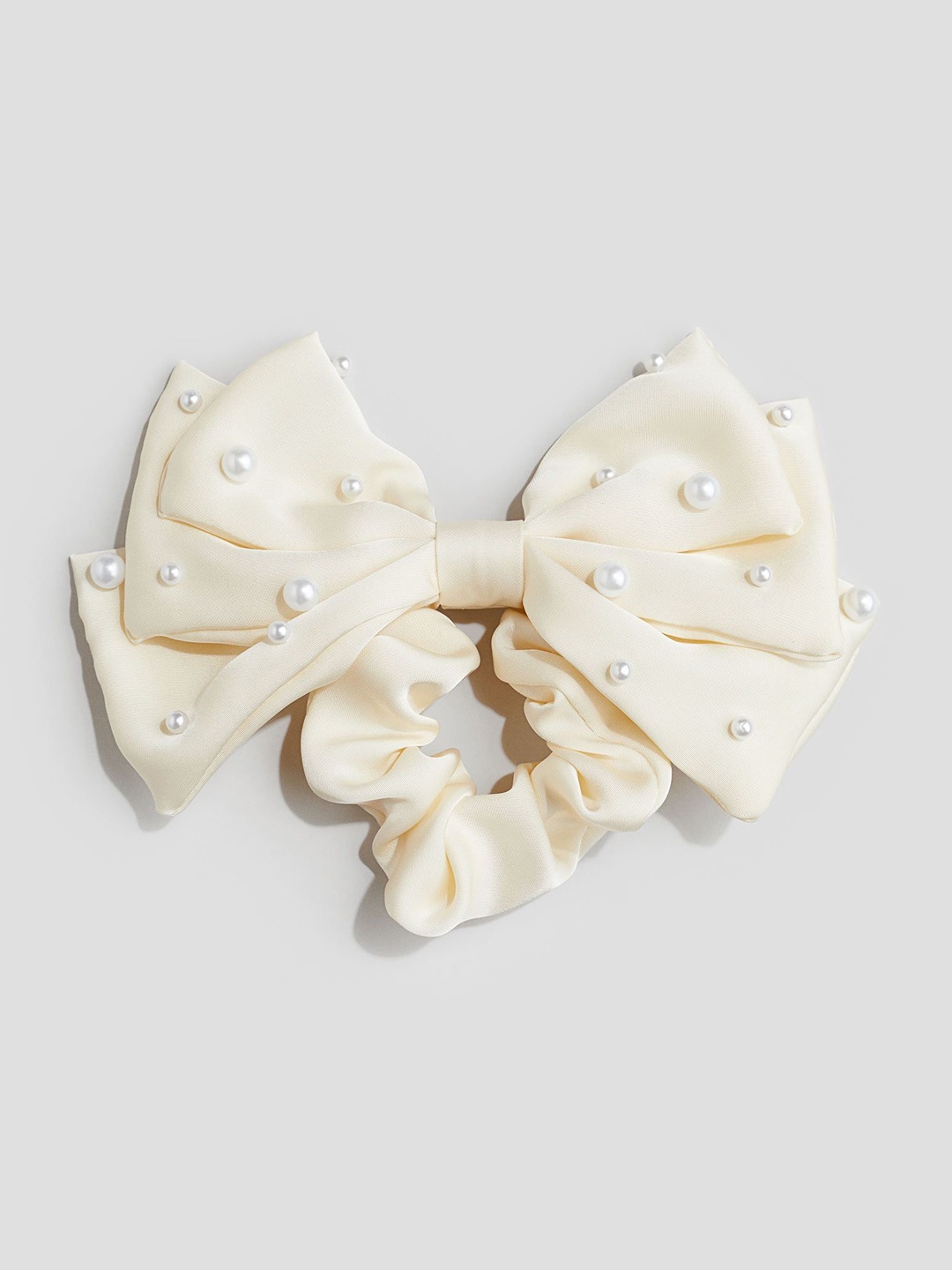 

H&M Girls Beaded Bow Scrunchie, White