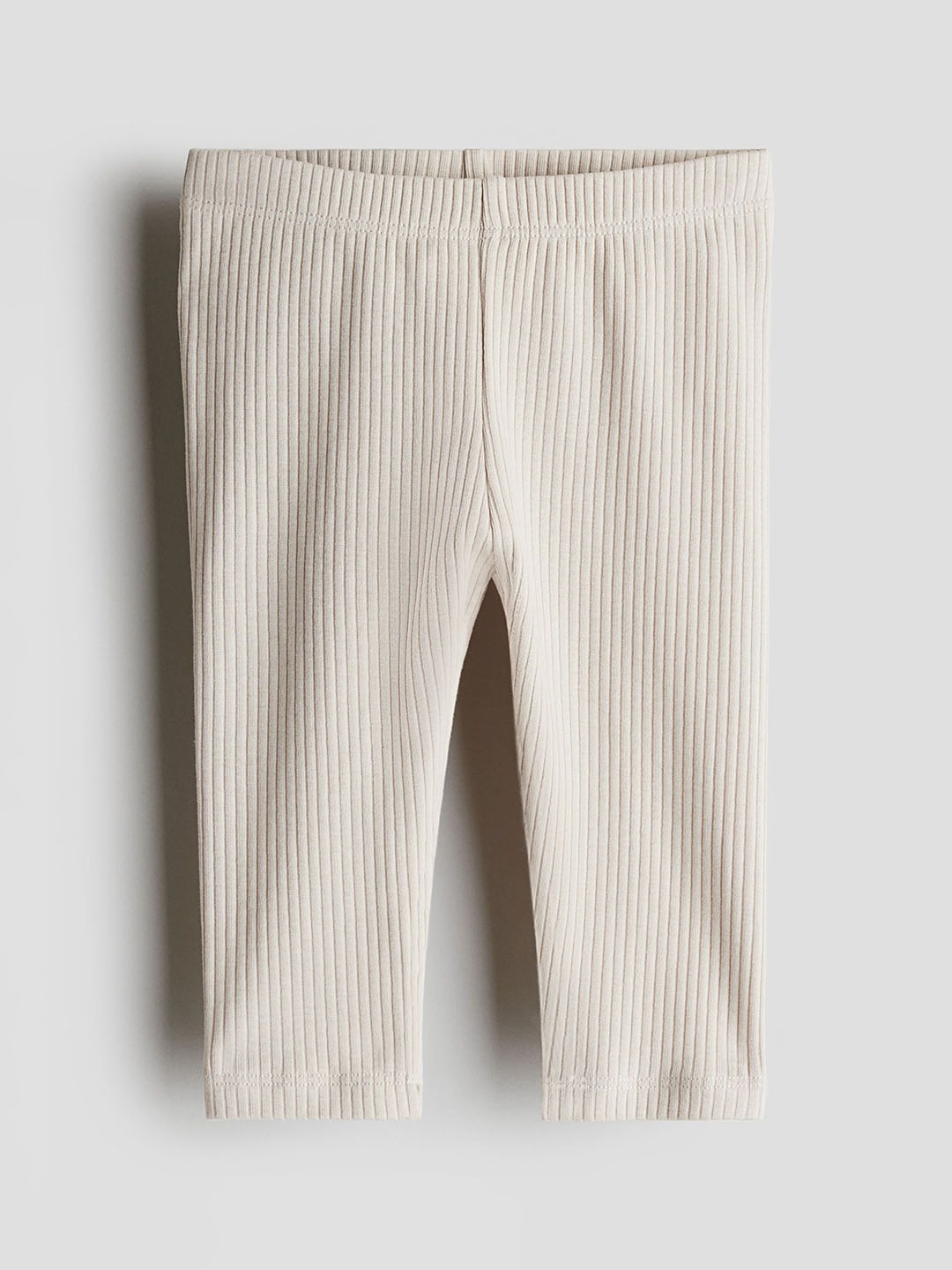 

H&M Infant Boys Ribbed Cotton Leggings, Beige