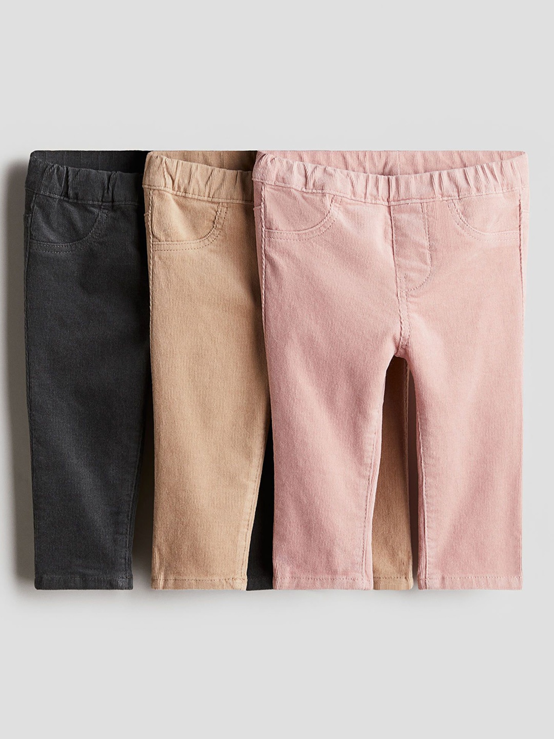 

H&M Girls Pack Of 3 Denim Treggings, Beige