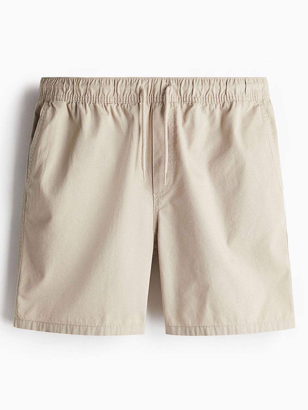 

H&M Men Pure Cotton Mid-Rise Shorts, Beige