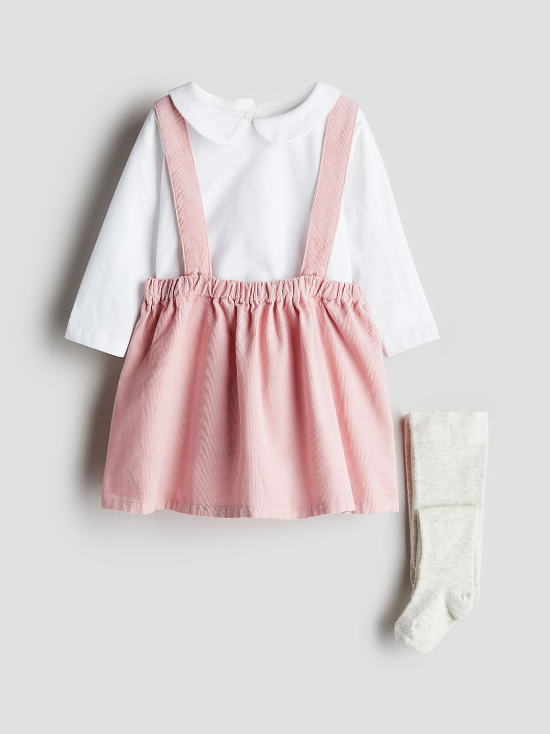 

H&M Girls Printed Pure Cotton Top and Shorts with Tights, Pink