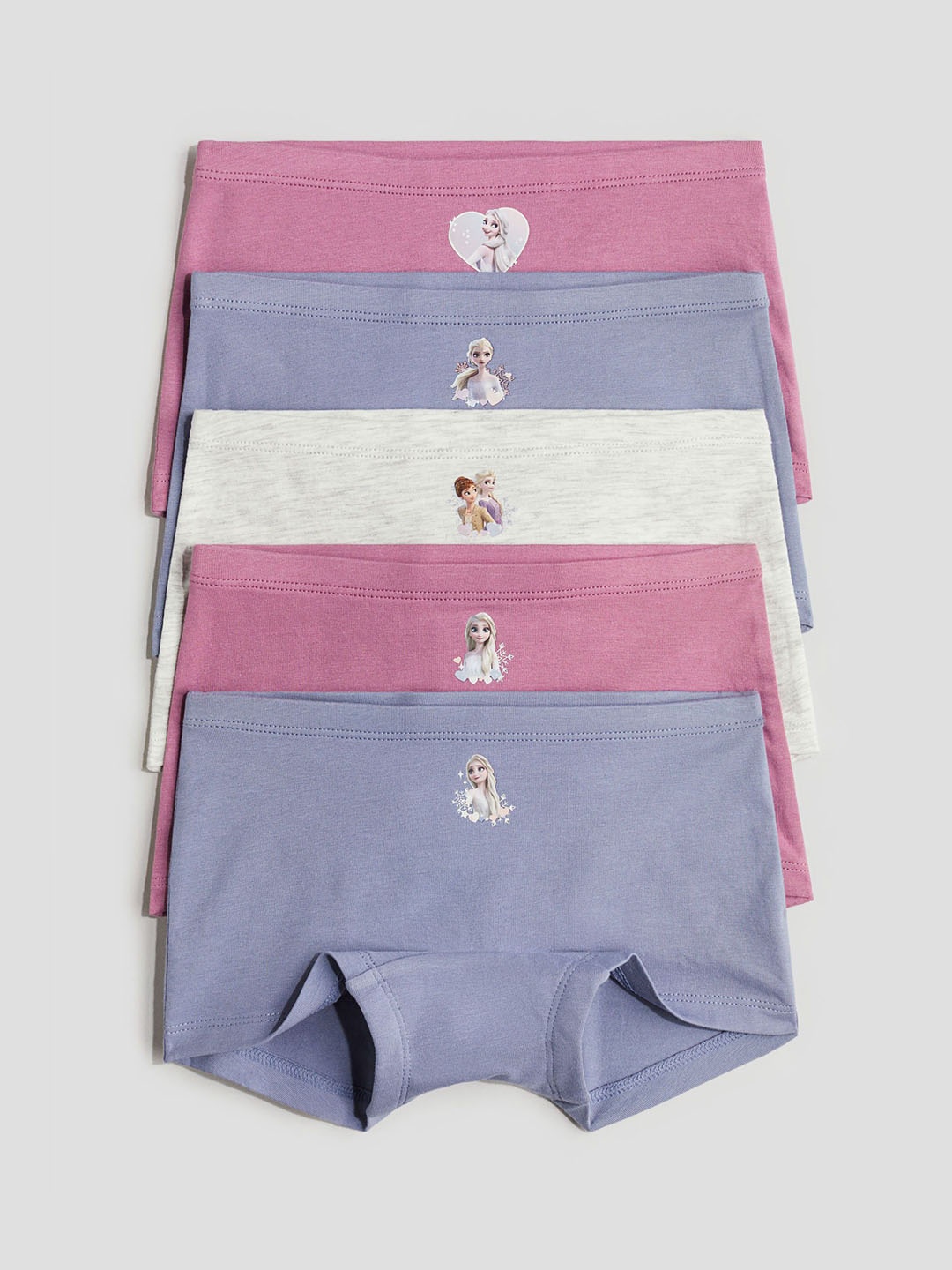 

H&M Girls Pack Of 5 Cotton Boy Shorts Briefs 0783893074, Blue