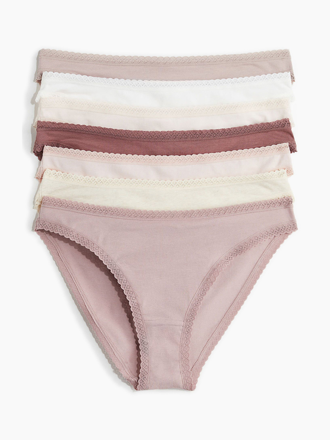 

H&M Pack Of 7 Cotton Jersey Bikini Briefs, Pink