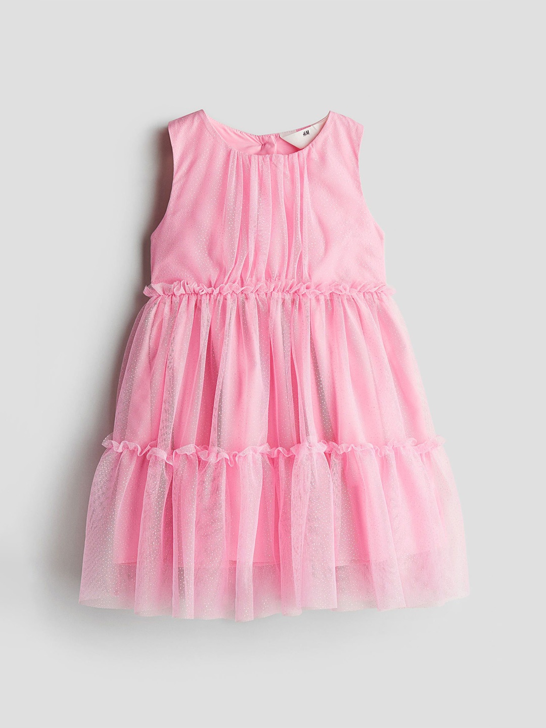 

H&M Girls Frill-Trimmed Tulle Dress, Pink