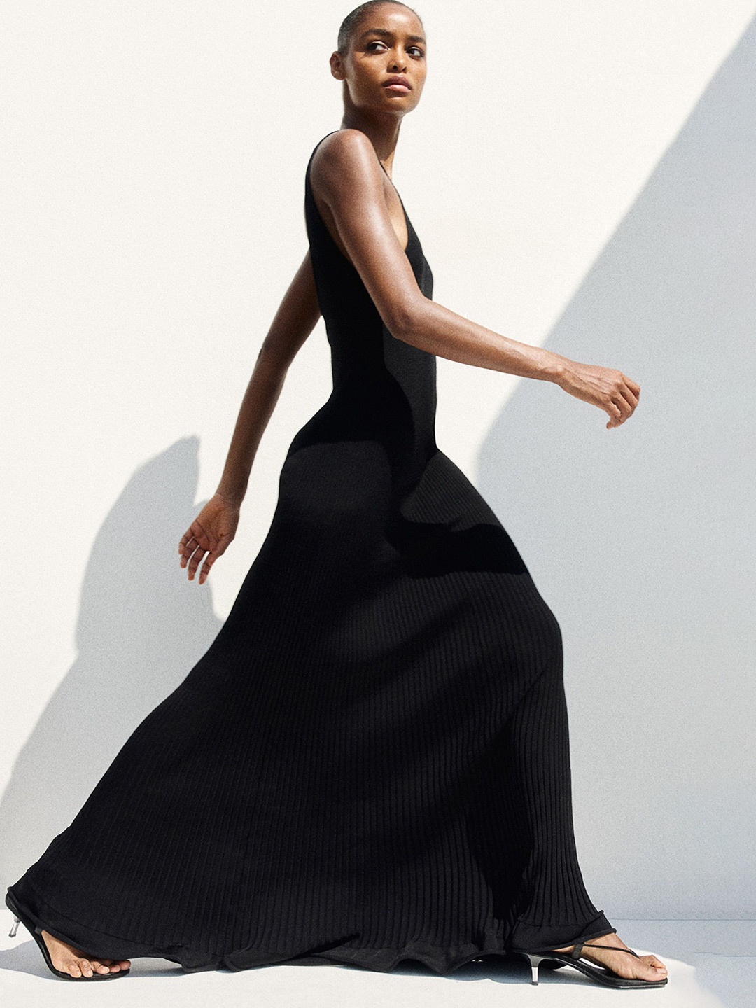 

H&M Women Rib-Knit Maxi Dress, Black