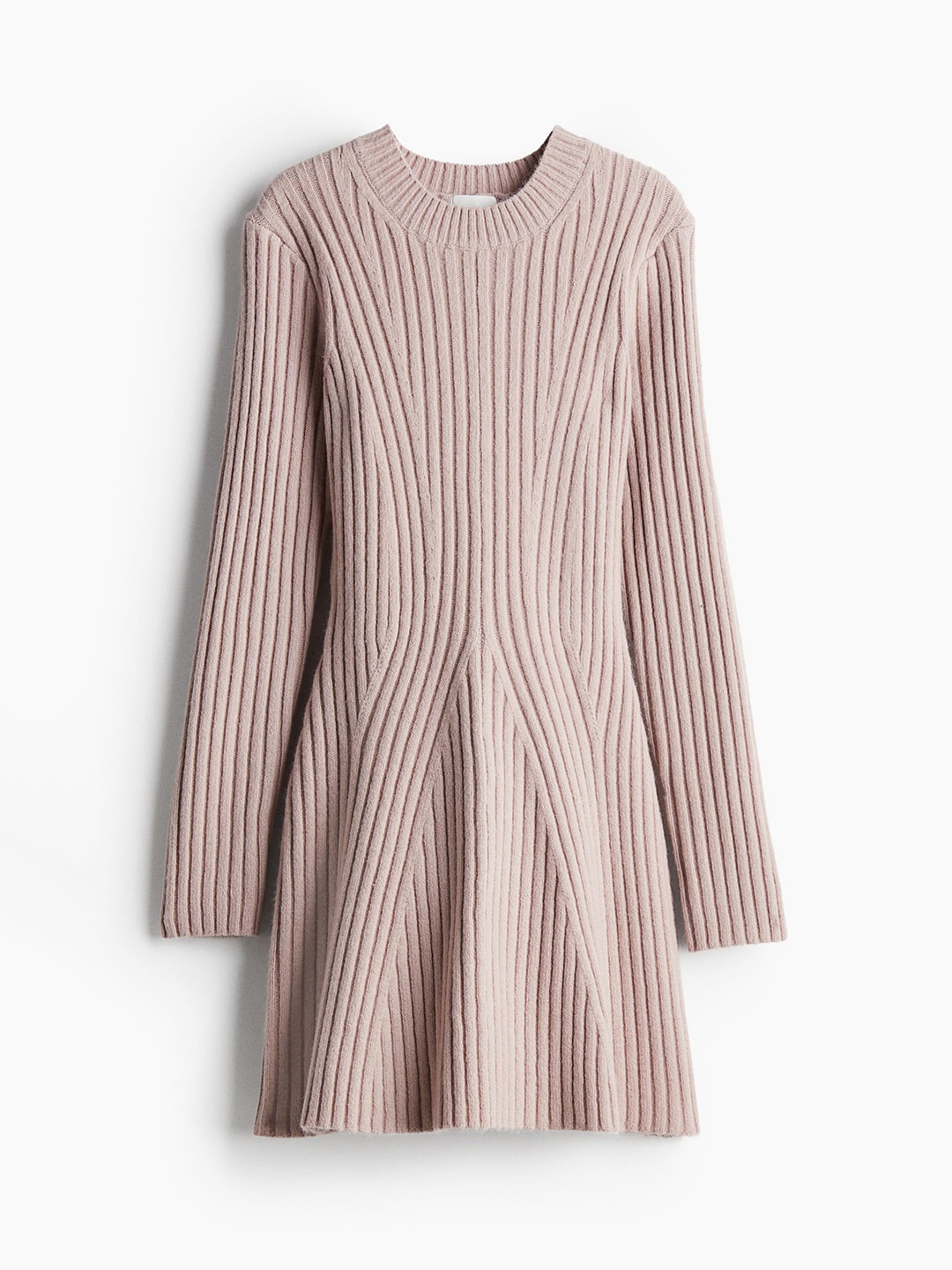 

H&M Ribbed Knitted Sweater Dress, Pink