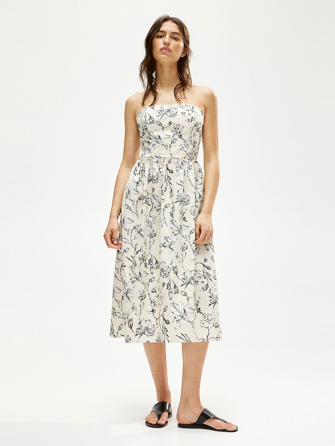 

H&M Women Cotton Bandeau Dress, Beige