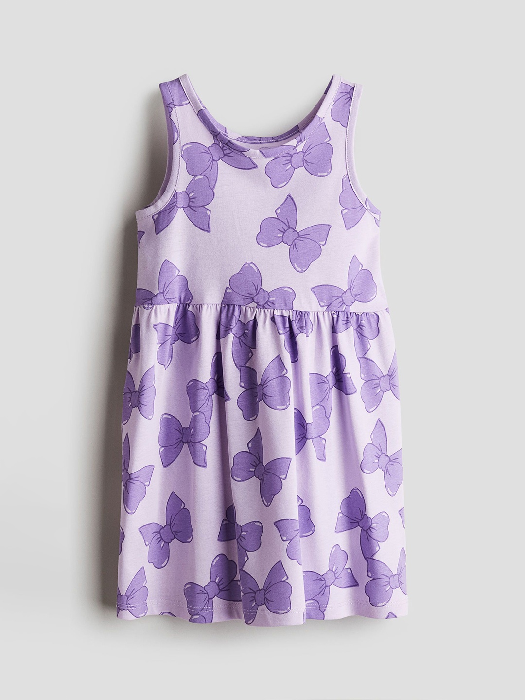 

H&M Girls Pure Cotton Patterned Jersey Dress, Purple