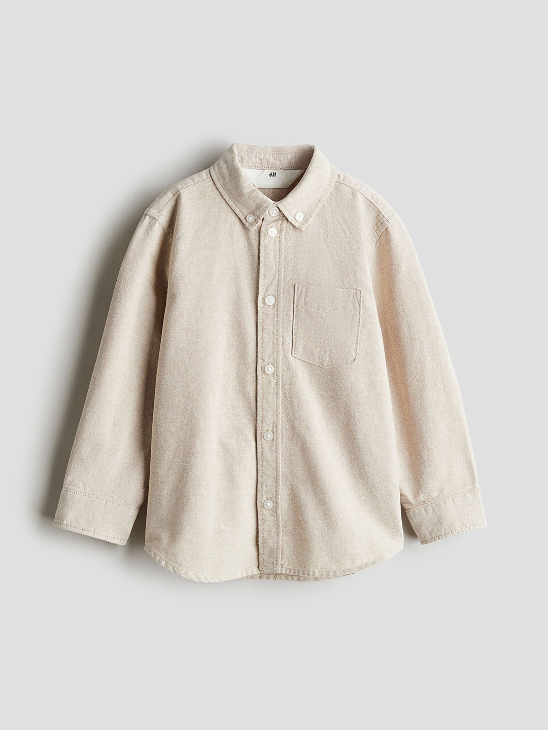 

H&M Boys Button-Down Cotton Shirt, Beige