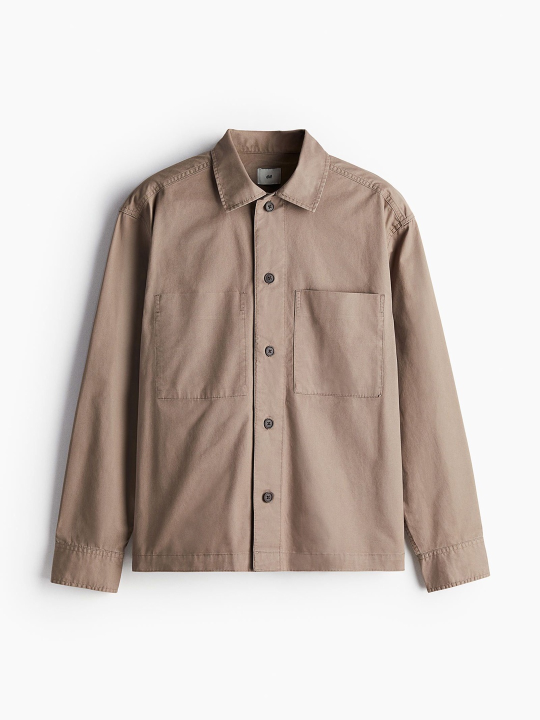 

H&M Men Twill Long Sleeves Overshirt, Beige