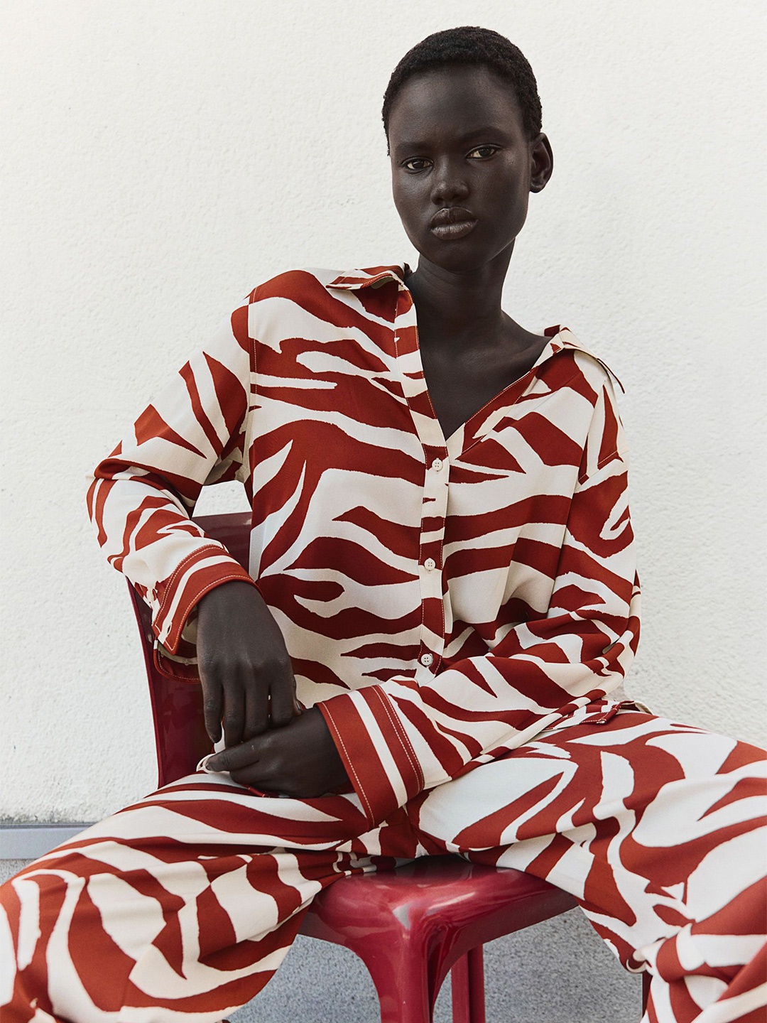 

H&M Long-Sleeved Shirt, Red