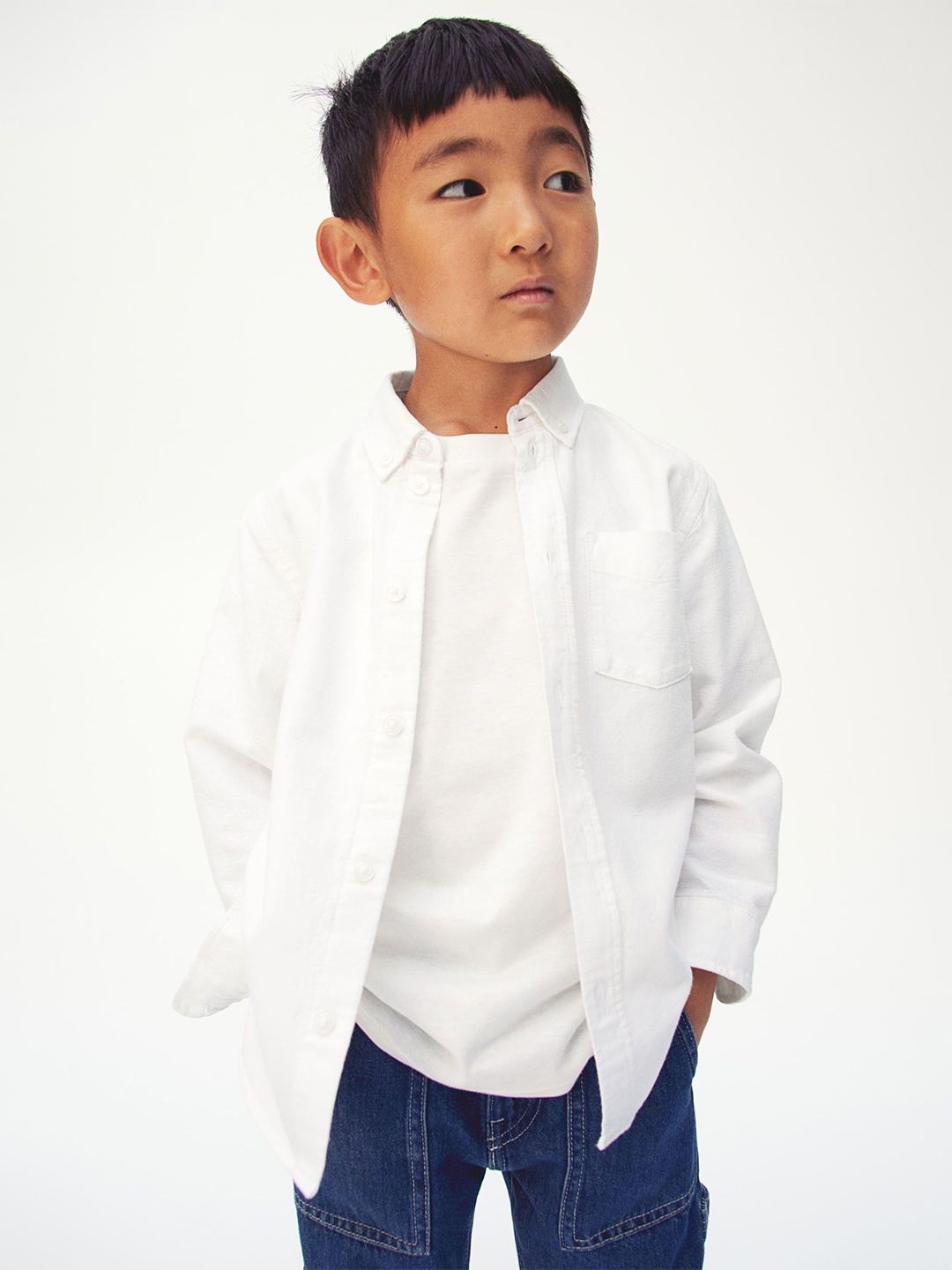 

H&M Boys Button-Down Pure Cotton shirt, White