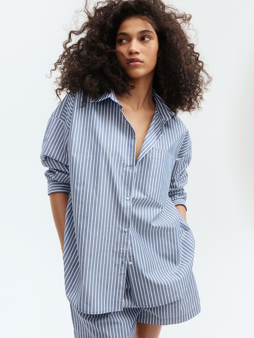 

H&M Striped Pure Cotton Shirt, Blue