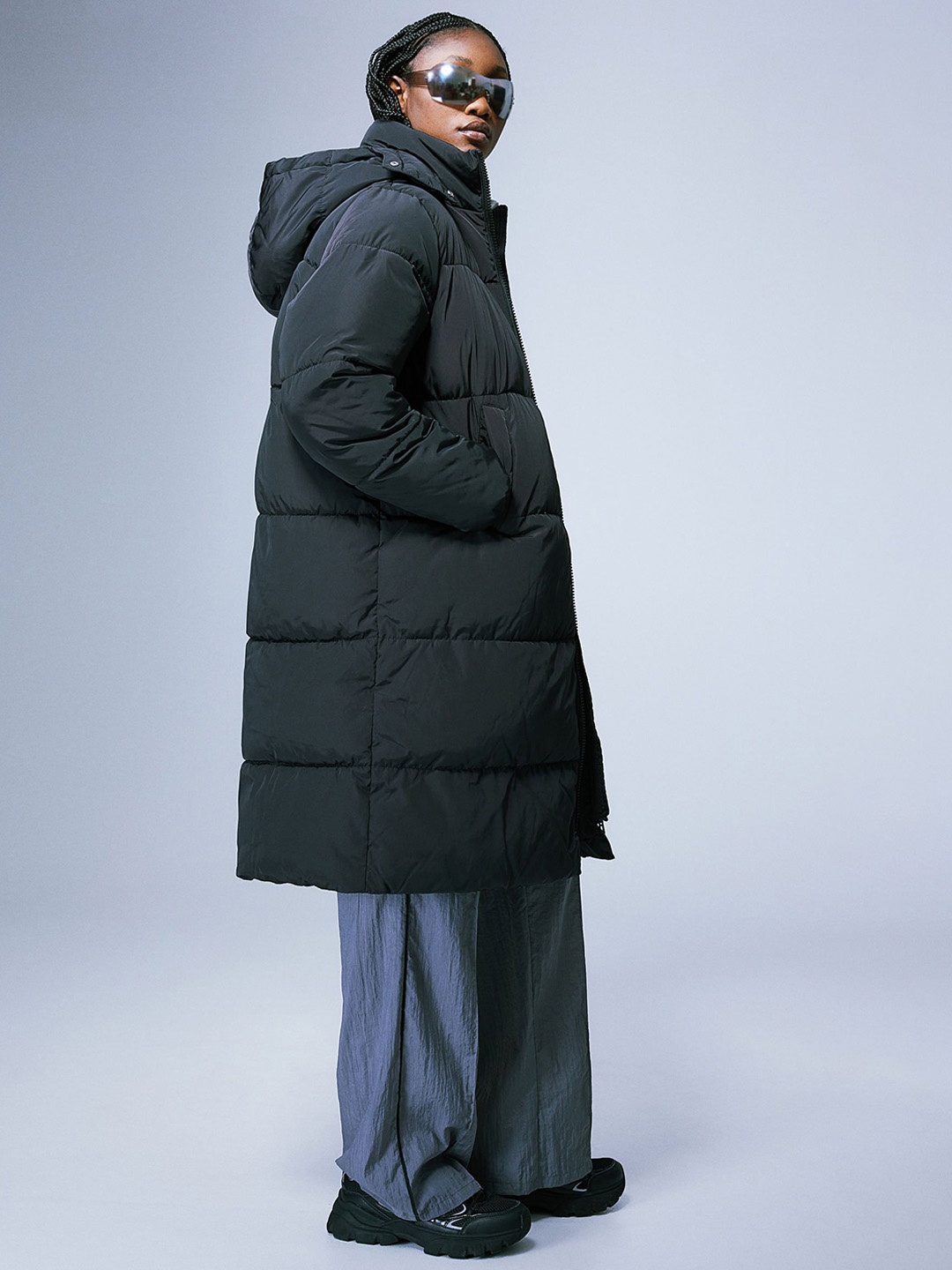 

H&M Long Puffer Jacket, Black
