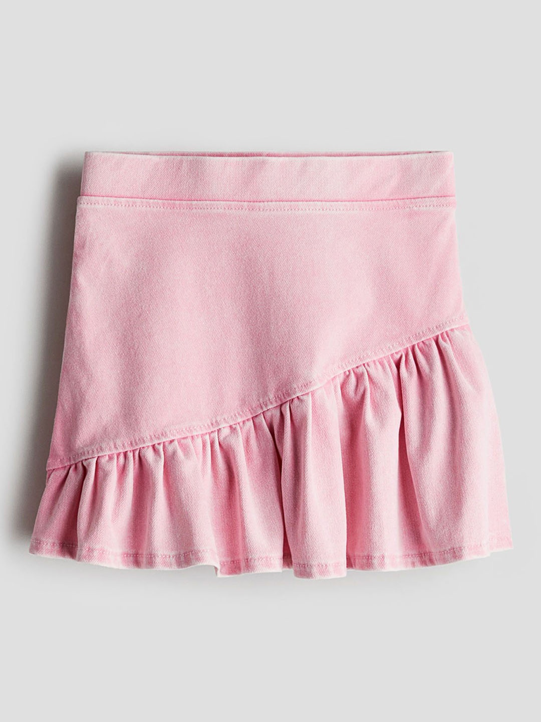 

H&M Girls Flounced Denim-Look Skirt, Pink