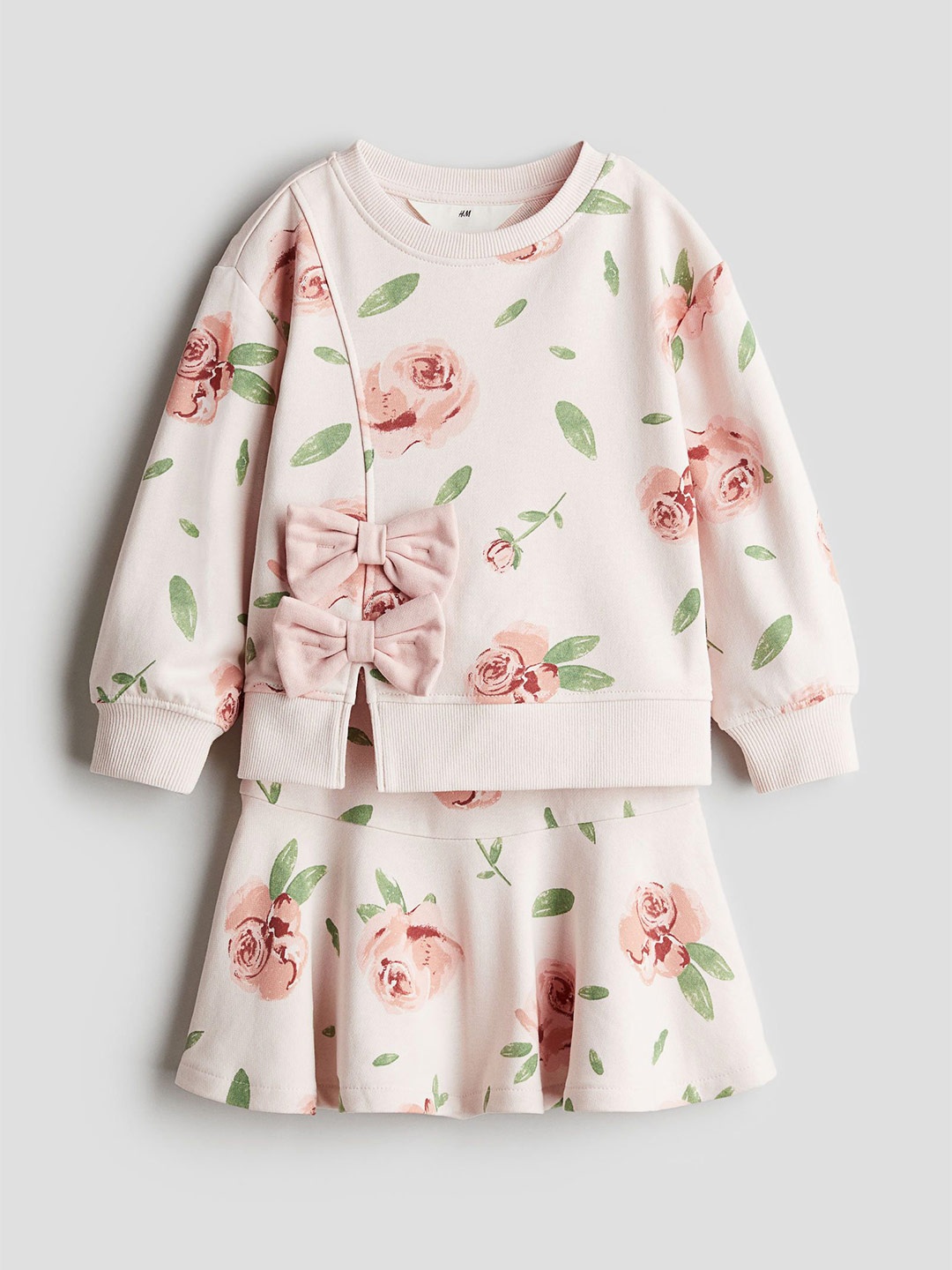 

H&M Girls Printed Top with Skirt, Pink