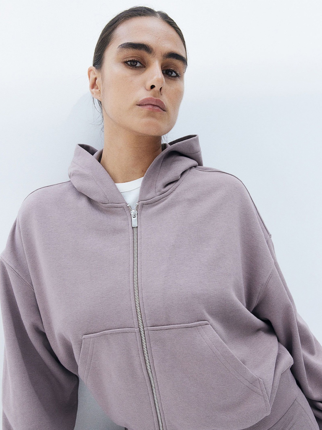 

H&M Oversized Zip-Through Hoodie, Beige