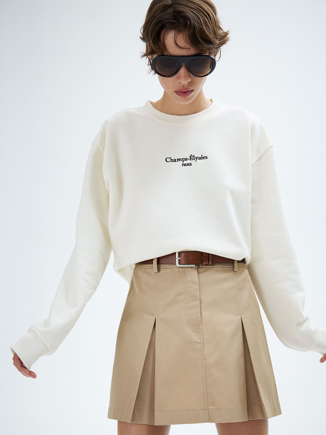 

H&M Crew-Neck Sweatshirt, White