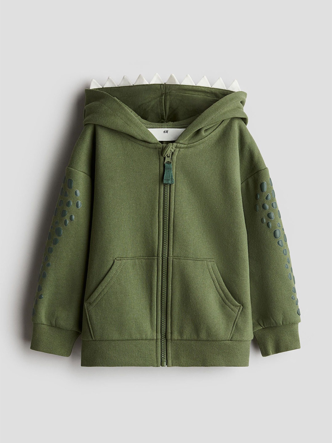 

H&M Boys Appliqud Zip-Through Hoodie, Green