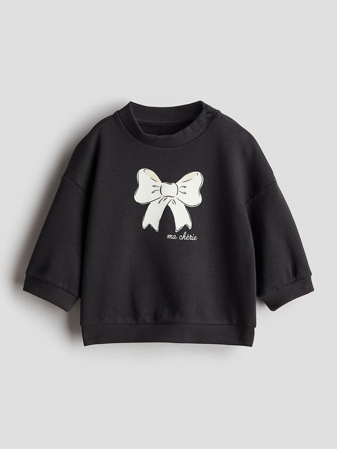 

H&M Girls Pure Cotton Printed Sweatshirt, Black