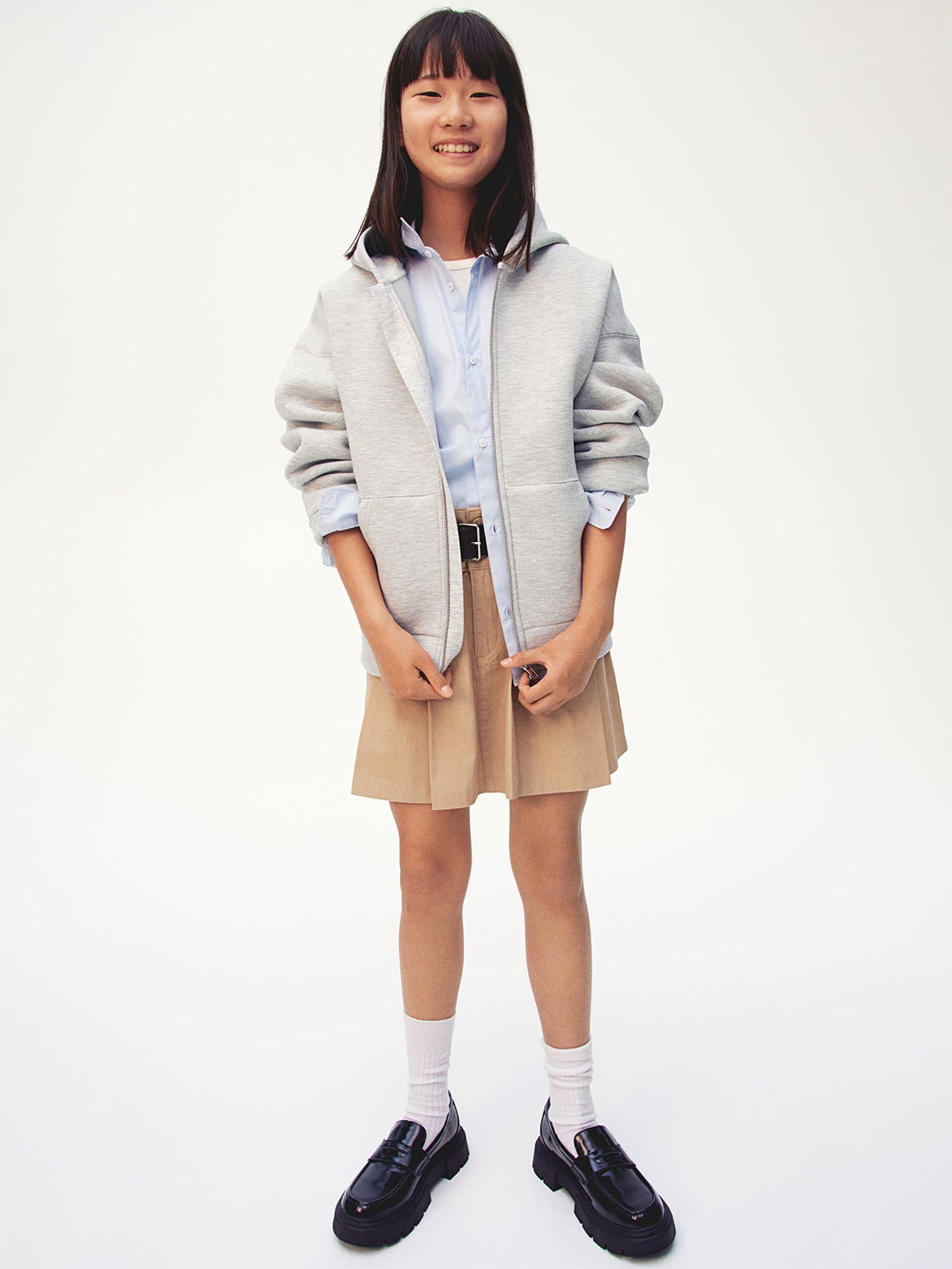 

H&M Girls Oversized Scuba Hoodie Sweatshirt, Grey