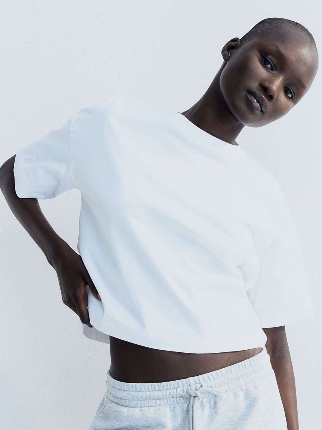 

H&M Boxy-Style Cotton T-Shirt, White