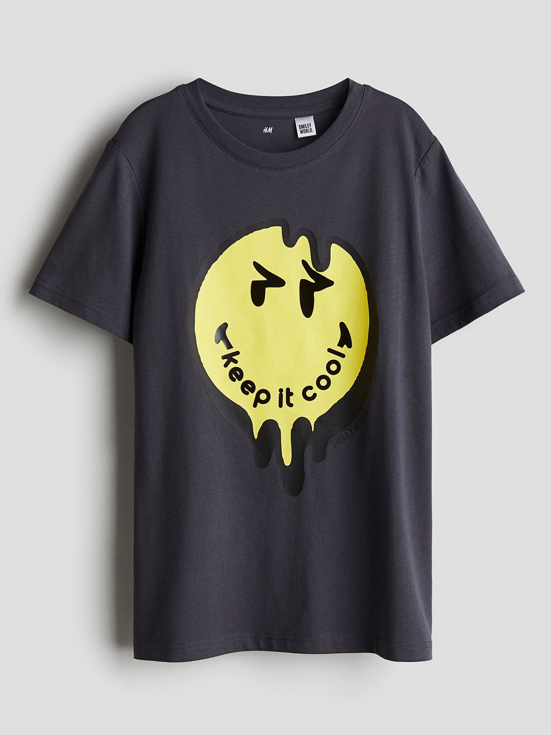 

H&M Boys Printed Pure Cotton T-Shirt, Grey